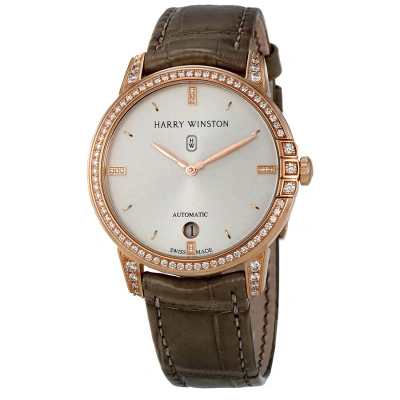 Harry Winston Midnight Automatic 36mm Rose Gold Diamond Men's Watch Midahd36rr001 In Brown