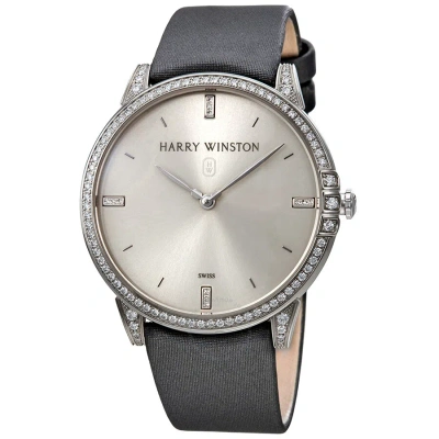 Harry Winston Midnight Silver Dial 18kt White Gold Diamond Stain Watch Midqhm39ww002 In Gold / Grey / Silver / White