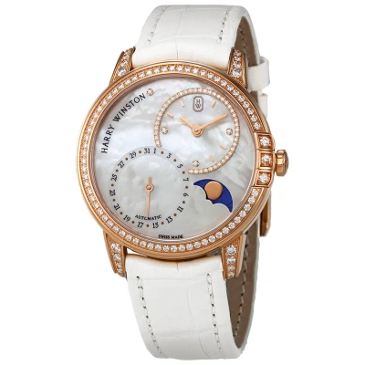 Harry Winston Midnight White Mother Of Pearl Dial Automatic Ladies Watch Midamp36rr001 In Gold