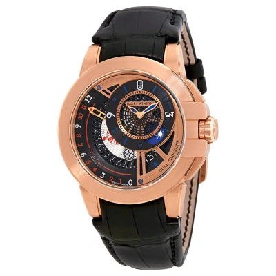 Harry Winston Ocean Dual Time Black Dial Automatic Men's Watch Oceatz44rr011 In Black / Gold / Gold Tone / Rose / Rose Gold / Rose Gold Tone