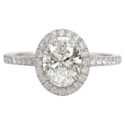 Pre-owned Harry Winston Oval-shaped Diamond Micropav� Halo Engagement Ring In Multiple