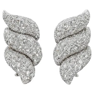 Pre-owned Harry Winston Pav� Diamond Earrings Platinum, Circa 2000s In Multiple