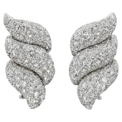 Pre-owned Harry Winston Pavé Diamond Earrings Platinum, Circa 2000s In Multi