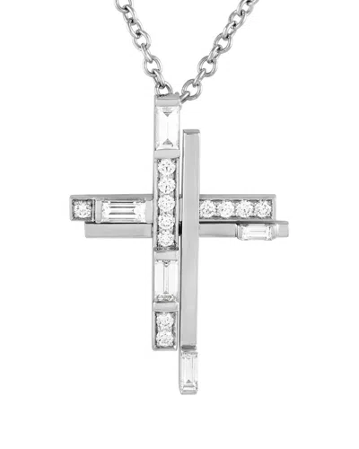 Harry Winston Platinum 0.72 Ct. Tw. Diamond Cross Necklace (authentic ) In Metallic