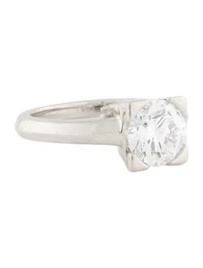 Pre-owned Harry Winston Platinum 1.23ct Diamond Hw Logo Engagement Ring In Multi