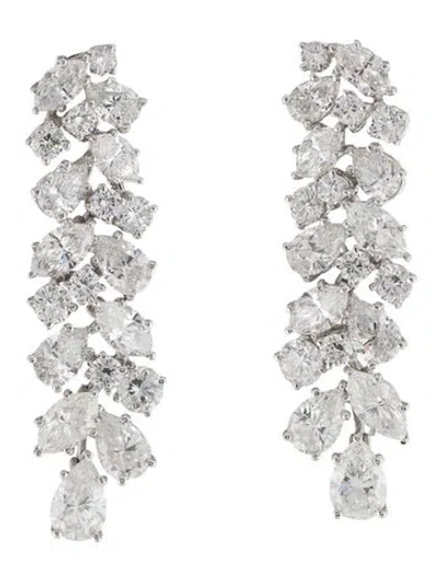 Pre-owned Harry Winston Platinum 13.03ctw Diamond Winston Cluster Drop Earrings In Multi
