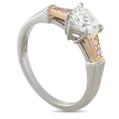 Harry Winston Platinum, 18k Rose Gold 0.72ct Diamond Ring #5211 In Gray