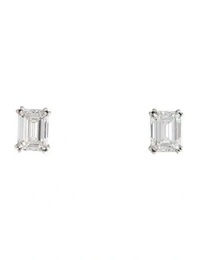 Pre-owned Harry Winston Platinum 3.12ctw Diamond Stud Earrings In Multicolor