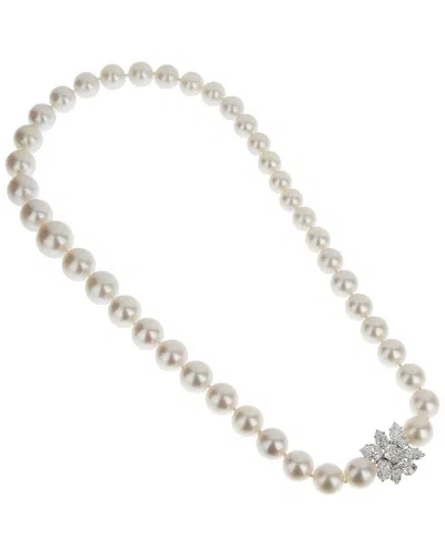 Pre-owned Harry Winston Platinum 9.25 Ct. Tw. Diamond & 11.1-17.2mm Pearl Necklace (authentic Pre-loved)