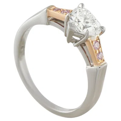 Pre-owned Harry Winston Platinum And 18k Rose Gold 0.72ct Diamond Ring #5211 In Red