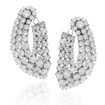Pre-owned Harry Winston Platinum And Diamond Ear Clips In Multiple