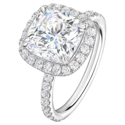 Pre-owned Harry Winston Platinum Cushion Cut Diamond Ring In Multi