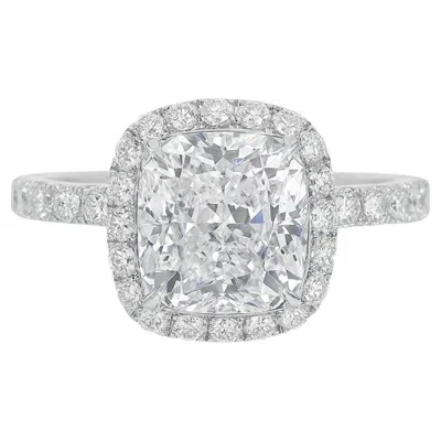 Pre-owned Harry Winston Platinum Cushion Diamond Ring In Multi