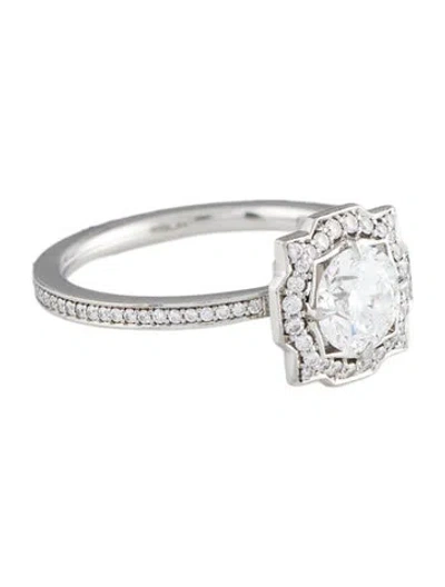Pre-owned Harry Winston Platinum Diamond Belle Engagement Ring In Multi
