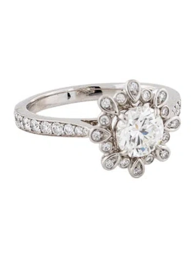 Pre-owned Harry Winston Platinum Diamond Blossom Engagement Ring In Clear