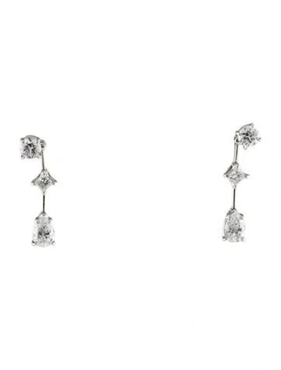 Pre-owned Harry Winston Platinum Diamond Cascading Drop Earrings In Multi