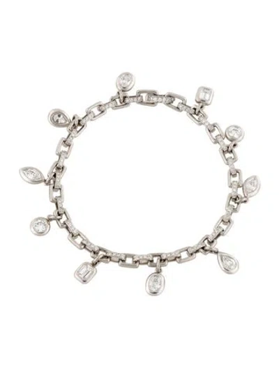 Pre-owned Harry Winston Platinum Diamond Charm Bracelet, 6.5" In Multicolor