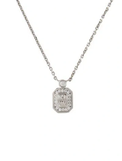 Pre-owned Harry Winston Platinum Diamond Logo Pendant Necklace, 16" In Multicolor