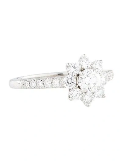 Pre-owned Harry Winston Platinum Diamond Mini Sunflower Engagement Ring In Multi