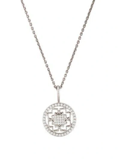 Pre-owned Harry Winston Platinum Diamond Peony Pendant Necklace, 18" In Multicolor