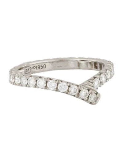 Pre-owned Harry Winston Platinum Diamond Ribbon Wedding Band In Multi