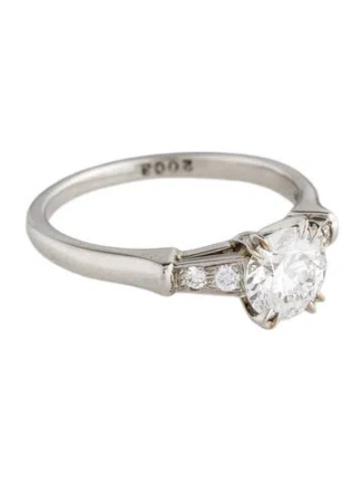 Pre-owned Harry Winston Platinum Diamond Tryst Engagement Ring In Multicolor