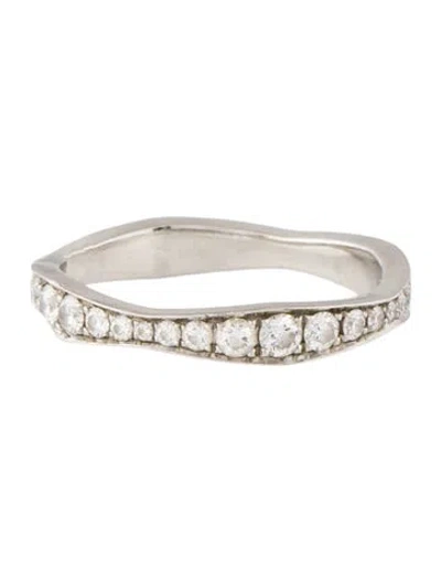 Pre-owned Harry Winston Platinum Diamond Wave Band In Multi