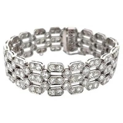 Pre-owned Harry Winston Platinum Link Bracelet With 11.75 Carat Round G-si1 Diamonds In Multi