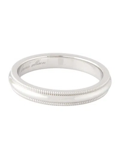 Pre-owned Harry Winston Platinum Milgrain Band Ring In Multicolor
