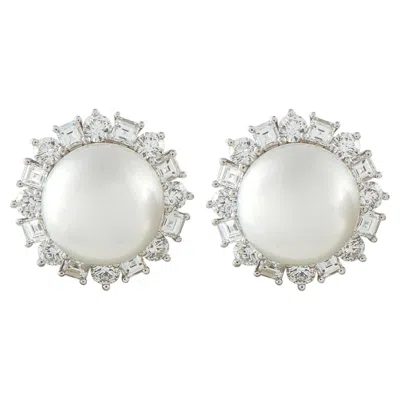 Pre-owned Harry Winston Platinum Pearl And Diamond Earrings In Multi