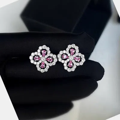 Pre-owned Harry Winston Platinum Pink Sapphire Diamond Loop Earrings