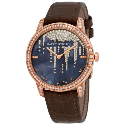 Harry Winston Midnight Diamond Tahitian Mother Of Pearl Dial Ladies Watch Midahm36rr001 In Brown / Gold / Gold Tone / Mop / Mother Of Pearl / Rose / Rose Gold / Rose Gold Tone