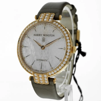 Harry Winston Premier Diamond Pink Mother Of Pearl Dial Ladies Watch Prnahm36rr001 In Gold