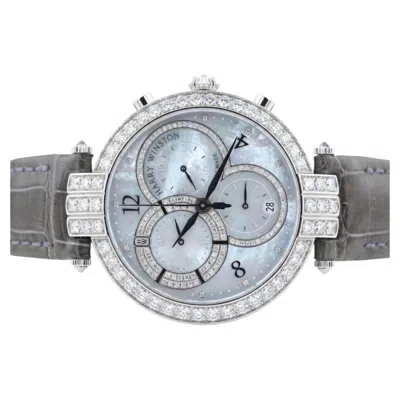 Pre-owned Harry Winston Premier Chronograph Diamond 18k White Gold Mop 40mm Watch