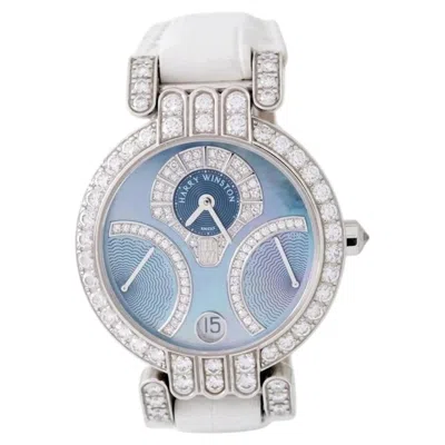 Pre-owned Harry Winston Premier Excenter Bi Retro Diamond 18k White Gold Automatic Watch
