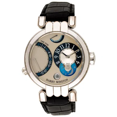 Pre-owned Harry Winston Premier Excenter Watch 18 Karat White Gold