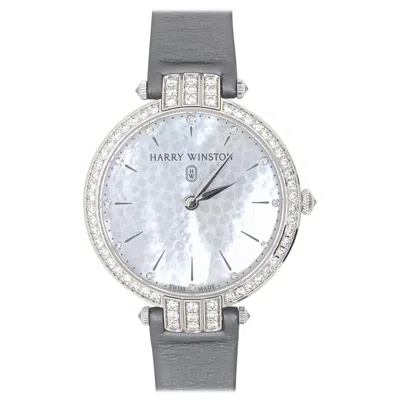 Pre-owned Harry Winston Premier Ladies Diamonds & 18k White Gold & Satin Strap