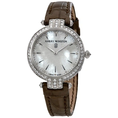 Harry Winston Premier White Mother Of Pearl Dial Ladies Diamond Watch Prnqhm31ww001 In Metallic