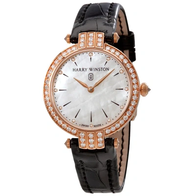 Harry Winston Premier White Mother Of Pearl Dial Ladies Watch Prnqhm31rr001 In Black