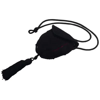 Pre-owned Harry Winston Rare Black And Red Suede Leather Trim Purse/pocketbook