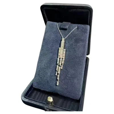 Pre-owned Harry Winston Reflection Pendant Diamonds Necklace 1.46ct 18k White Gold