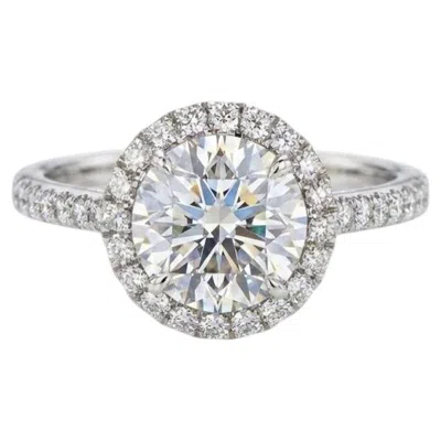 Pre-owned Harry Winston Round Diamond Halo Engagement Ring In Multi