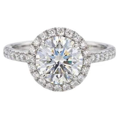 Pre-owned Harry Winston Round Diamond Halo Engagement Ring In Multiple