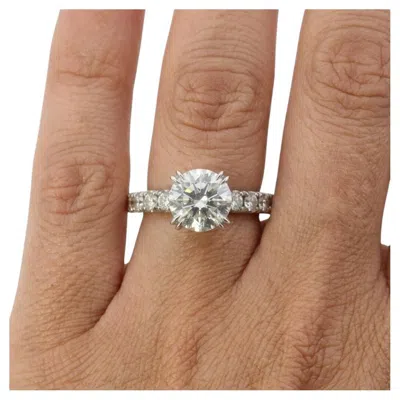 Pre-owned Harry Winston Round Diamond Platinum Engagement Ring In Multiple