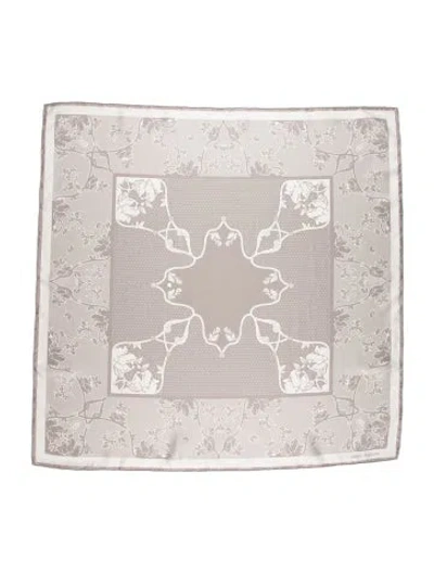 Pre-owned Harry Winston Silk Floral Print Scarf In Grey