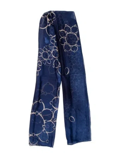 Pre-owned Harry Winston Silk Printed Scarf In Blue