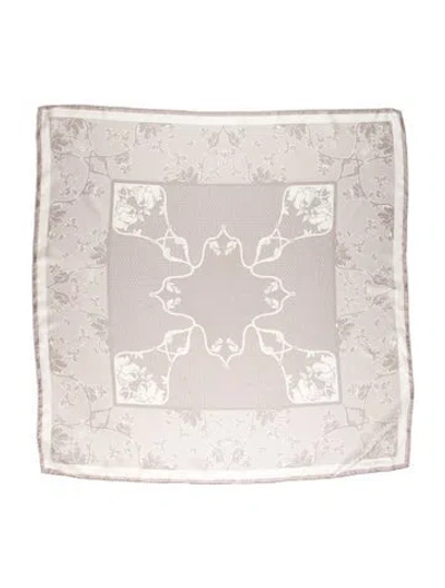 Pre-owned Harry Winston Silk Printed Scarf In Gray