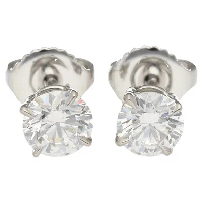 Pre-owned Harry Winston Solitaire Diamond Ear Studs Pt950 Gia 0.59ct D-vvs1 0.50ct D-vs2 In Multi