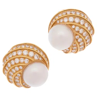 Pre-owned Harry Winston South Sea Pearl And Diamond 1.85cttw F-g/vs 18k C/1980 In Multi
