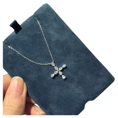 Pre-owned Harry Winston Symbols Pear-shaped 0.48ct Diamond Cross Platinum Pendant Size S In Multi